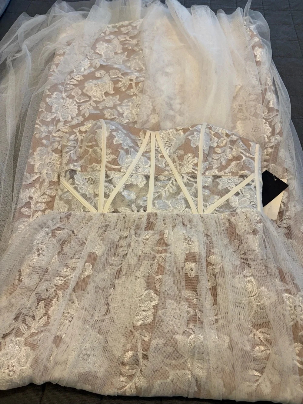 Aidan Mattox Lace Overlay Strapless Evening or Bridal Gown - Picture 10 of 13
